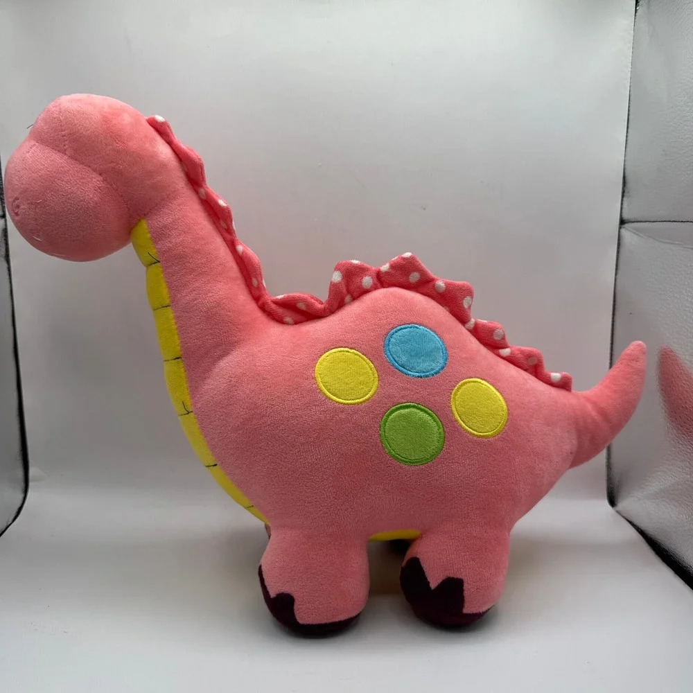Dinosaur Plush Kids 15in Pink Polka Dot Ruffle Spots Long Neck Toy Marsjoy